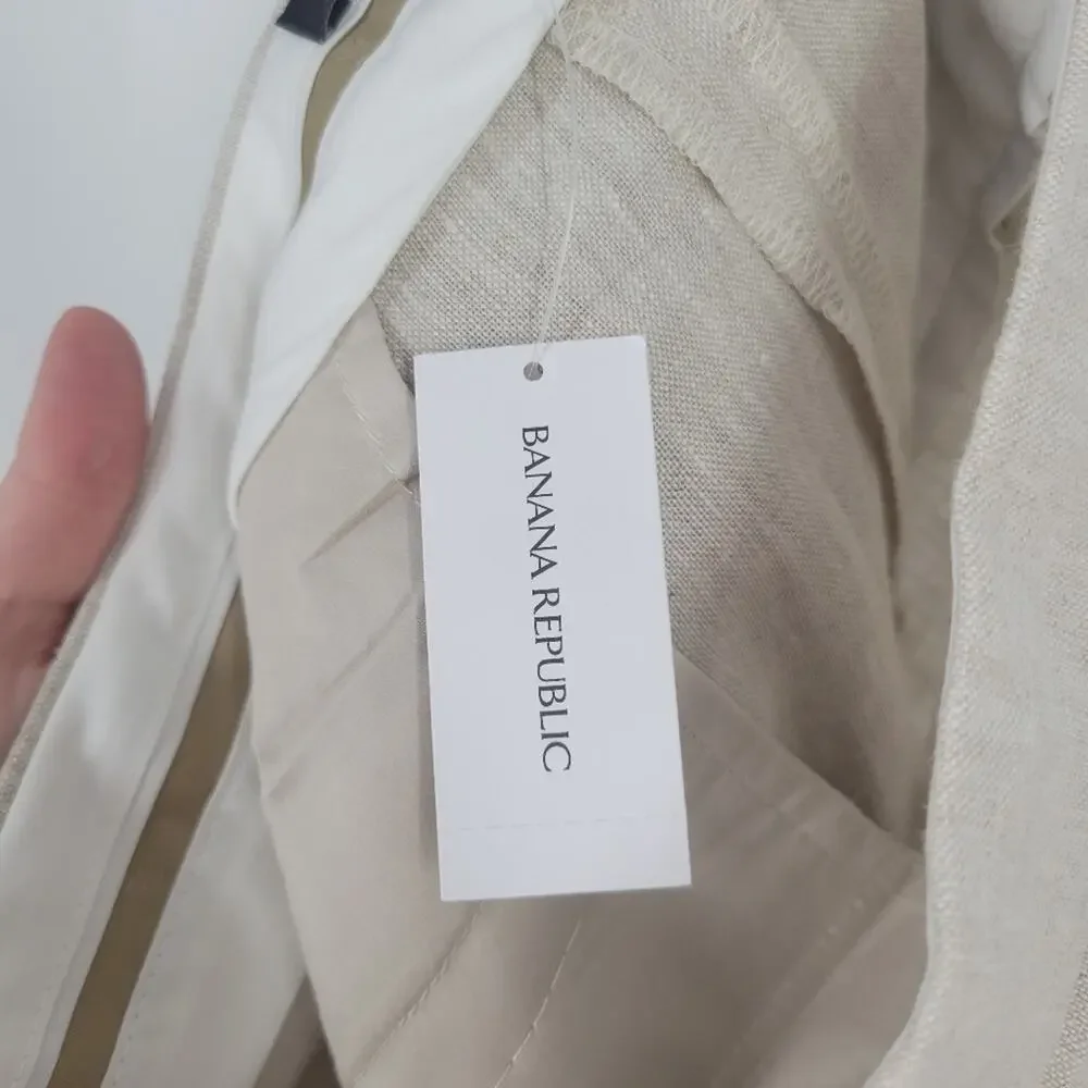 Banana Republic Natural Linen Beige Palma Straight Leg Pant 20